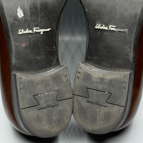 Salvatore Ferragamo Loafers Mens 8.5 D Brown Leather Gancini Bit Shoes 61269 - Picture 14 of 14
